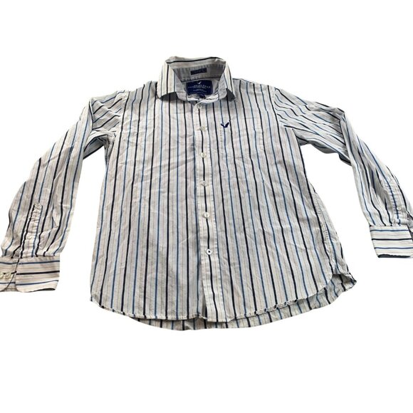 American Eagle Outfitters Other - American Eagle Shirt Mens Medium White Blue Stripe Button Front Vintage Casual